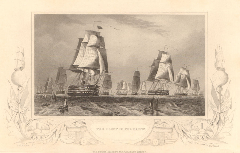 CRIMEAN WAR. The Fleet in the Baltic. Royal Navy 1860 old antique print